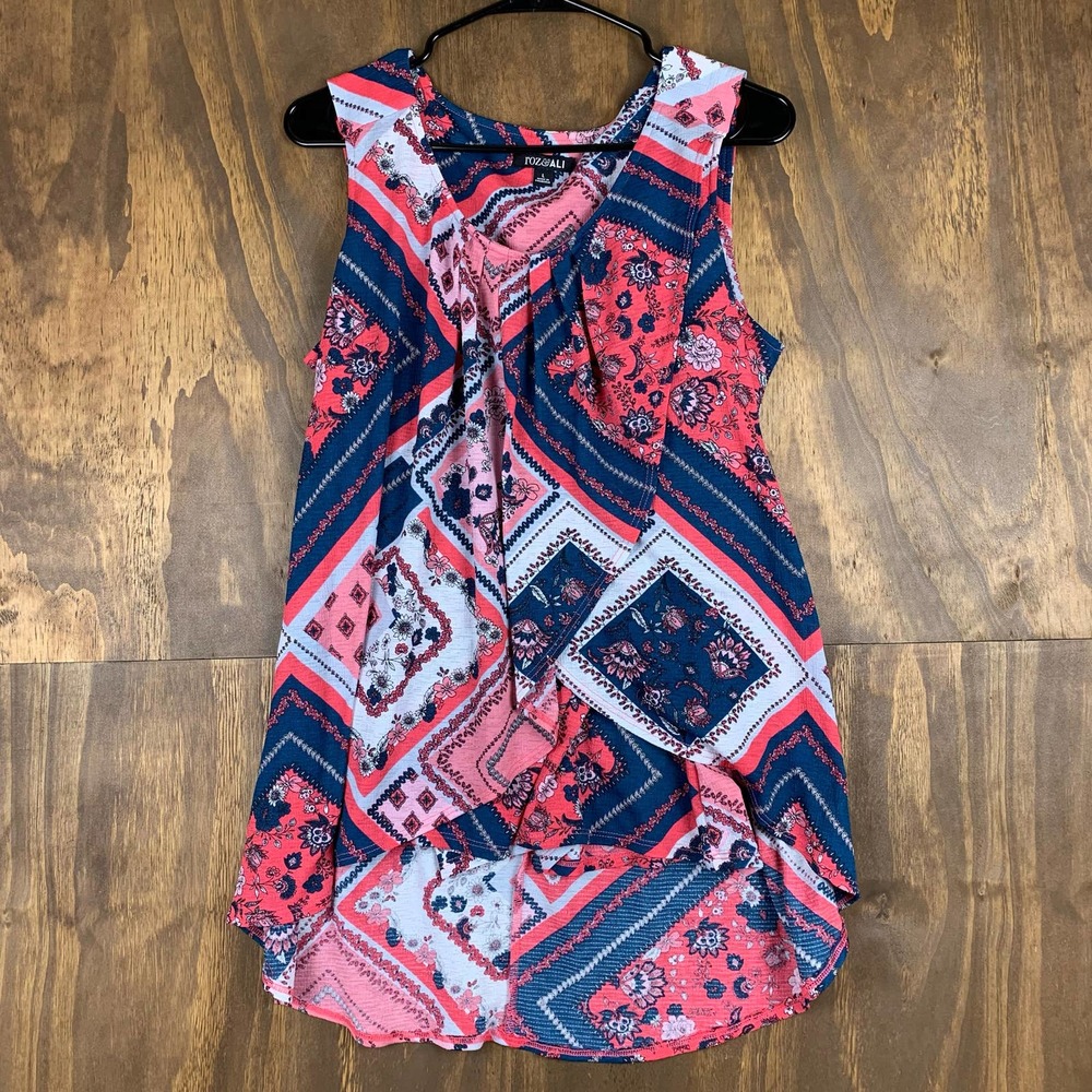 Roz & Ali Womens Blouse Floral Geometric Momcore Classiccore Stretch Large